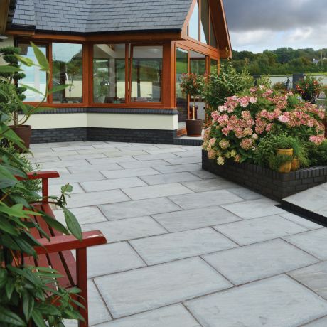 Light Grey Classic Sandstone Calibrated Paving Slabs Natural