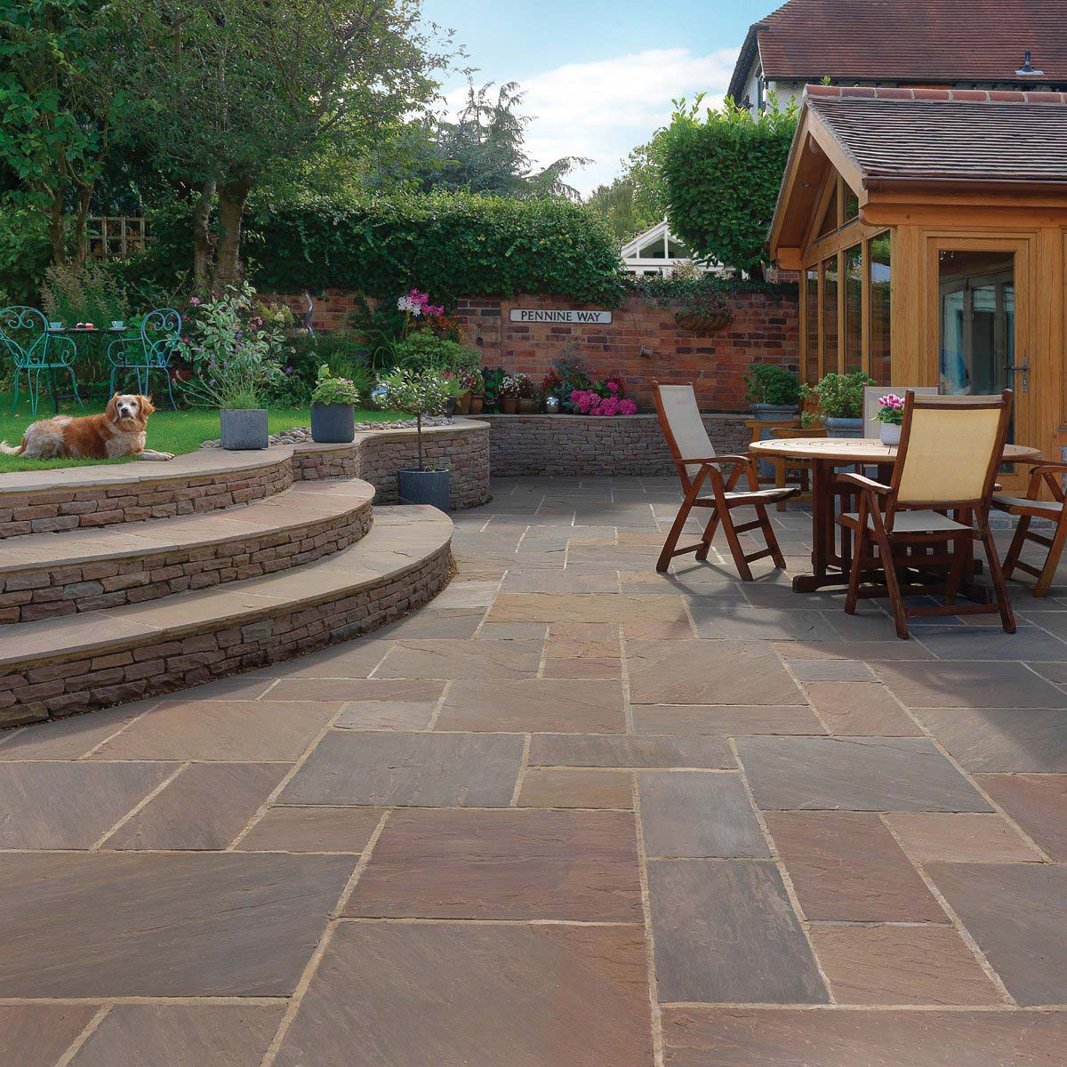 Raj Blend Calibrated Classic Indian Sandstone Patio Slabs By Pavestone Paving Direct